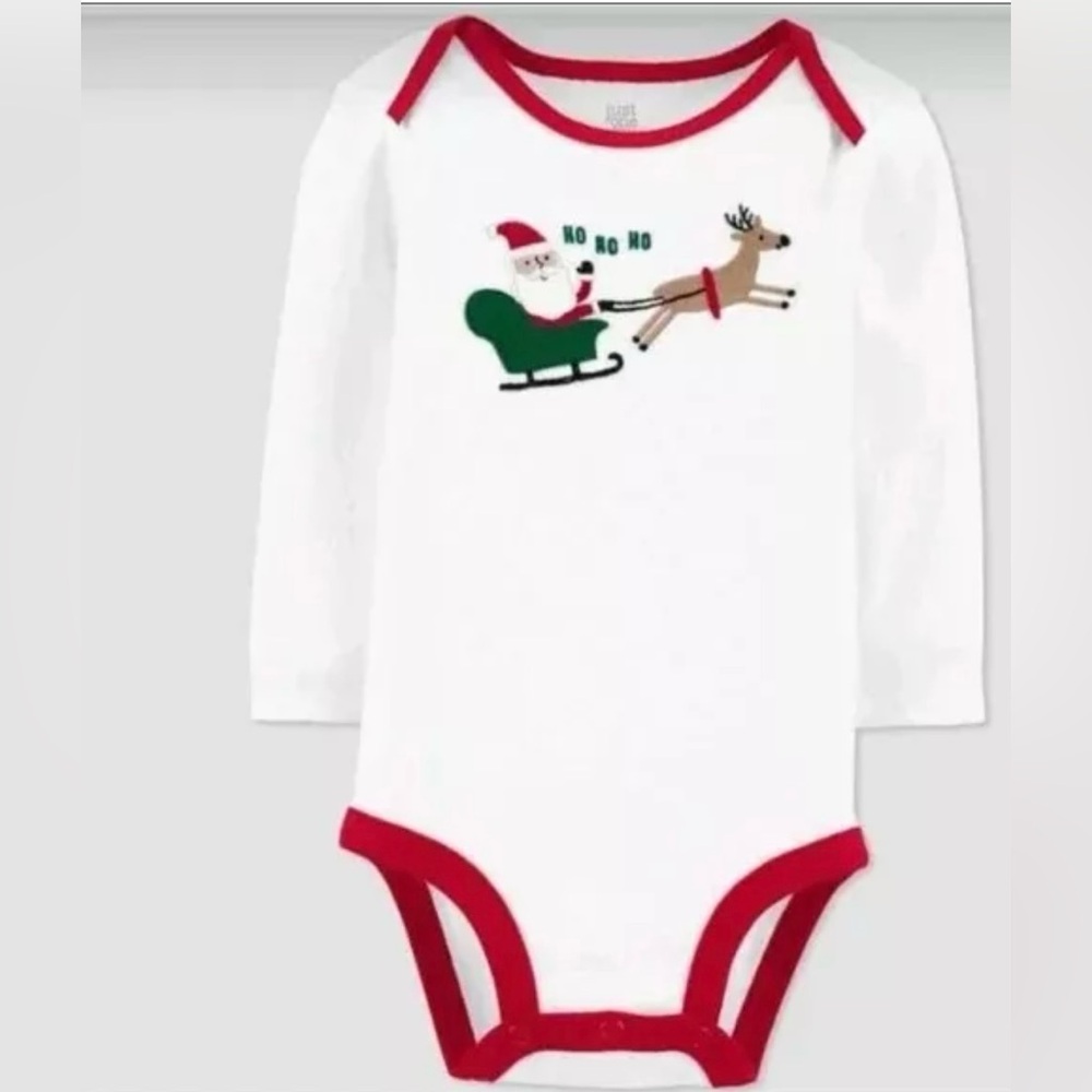 Carter's Reindeer Santa Christmas Holiday Bodysuit  3 Month, White NWT